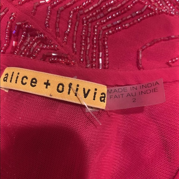 Alice Olivia Red Brit Beaded Mini Dress SIZE 2 - Picture 11 of 16